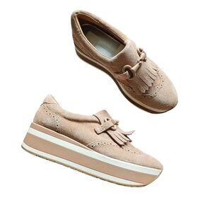 Dolce Vita Jhax Platform Tan Suede Loafers with Fringe Detail